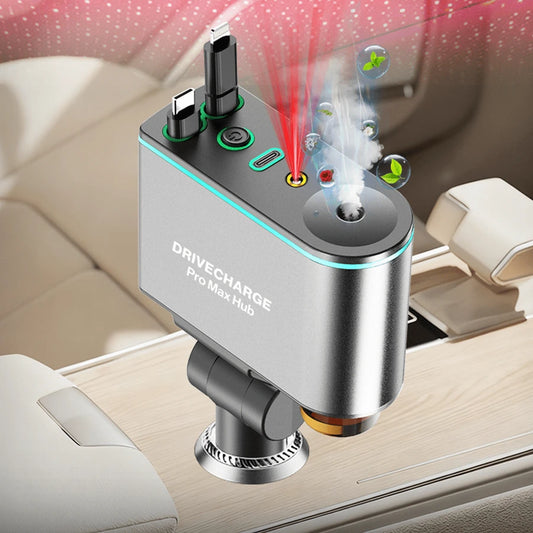 XHJ 6-In-1 Fragrance Starry Sky Car Charger, Fast Charging, Star Projector, 6 Bottles Of Perfume, Car Humidifier And Deodorizer, Durable Design, 70cm Retractable Cable, Premium Car Air Freshener, Smar