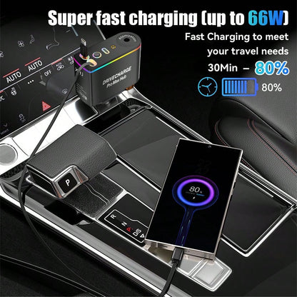 XHJ 6-In-1 Fragrance Starry Sky Car Charger, Fast Charging, Star Projector, 6 Bottles Of Perfume, Car Humidifier And Deodorizer, Durable Design, 70cm Retractable Cable, Premium Car Air Freshener, Smar