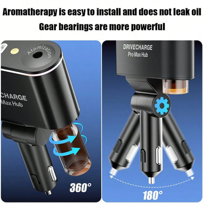 XHJ 6-In-1 Fragrance Starry Sky Car Charger, Fast Charging, Star Projector, 6 Bottles Of Perfume, Car Humidifier And Deodorizer, Durable Design, 70cm Retractable Cable, Premium Car Air Freshener, Smar