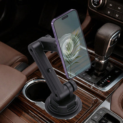 xnyocn Car Cup Holder Magnetic Phone Mount- Universal, Strong Suction, With Thick Pole And Cable Clip For Navigation