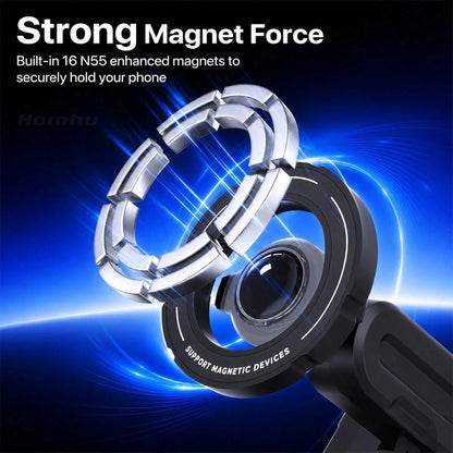 xnyocn Car Cup Holder Magnetic Phone Mount- Universal, Strong Suction, With Thick Pole And Cable Clip For Navigation