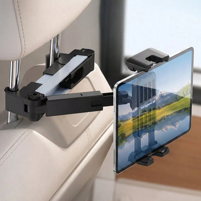 xnyocn Universal Car Headrest Mount For Tablets And Smartphones-Multifunctional, Foldable, Adjustable-Angle, One-Handed, Portable Mount For Rear Seat Headrests