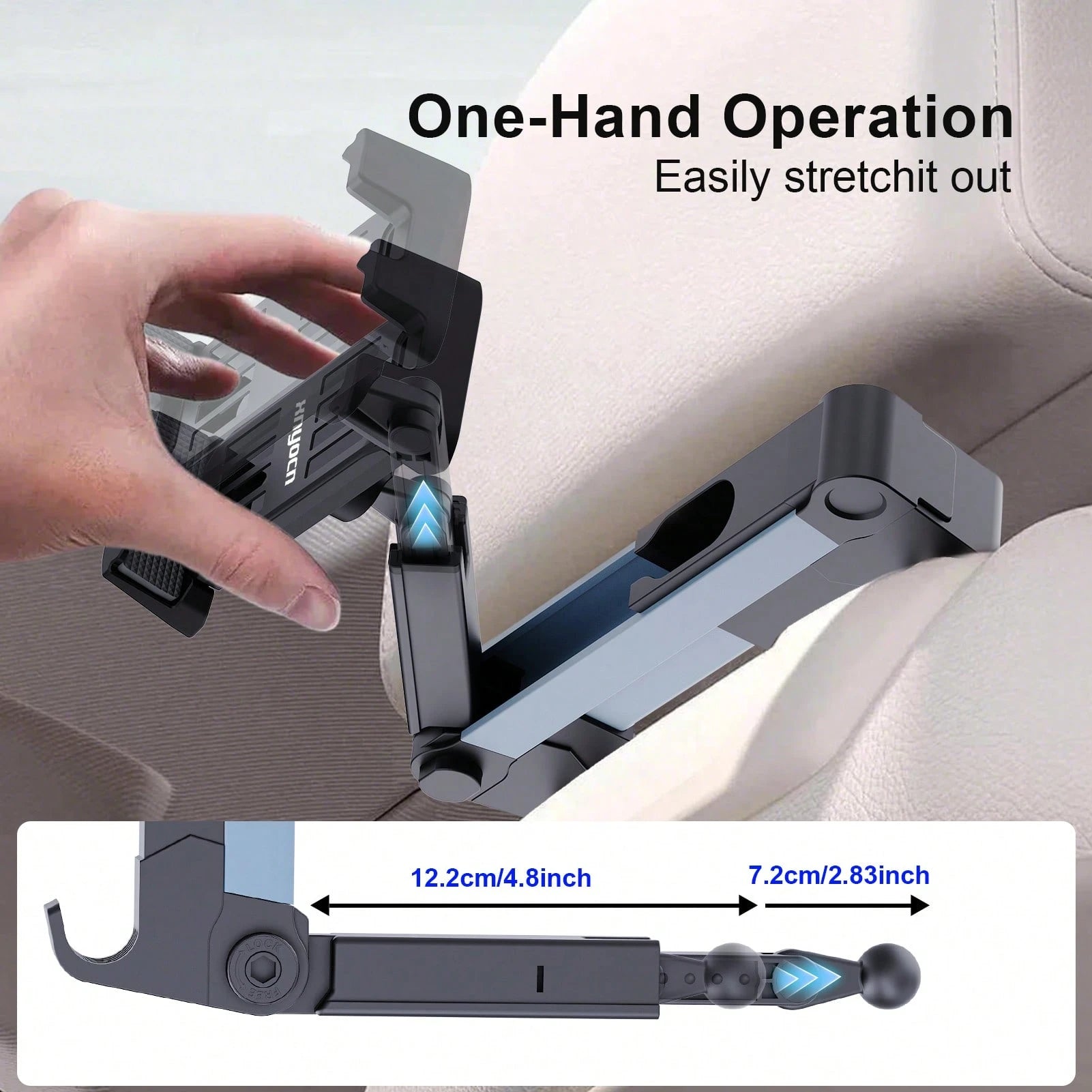 xnyocn Universal Car Headrest Mount For Tablets And Smartphones-Multifunctional, Foldable, Adjustable-Angle, One-Handed, Portable Mount For Rear Seat Headrests