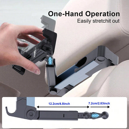 xnyocn Universal Car Headrest Mount For Tablets And Smartphones-Multifunctional, Foldable, Adjustable-Angle, One-Handed, Portable Mount For Rear Seat Headrests