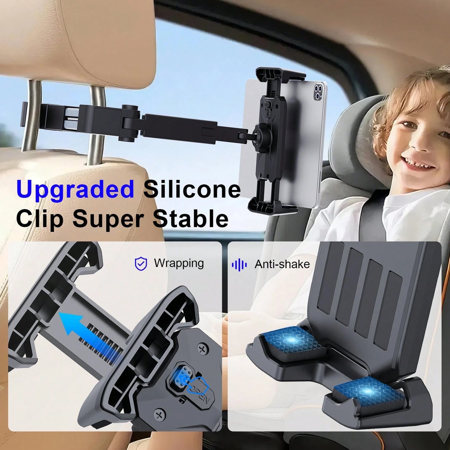 xnyocn Universal Car Headrest Mount For Tablets And Smartphones-Multifunctional, Foldable, Adjustable-Angle, One-Handed, Portable Mount For Rear Seat Headrests