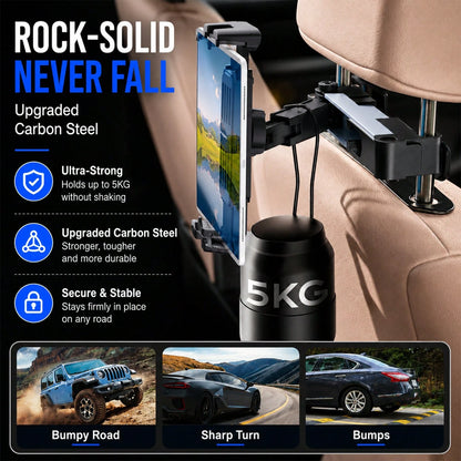 xnyocn Universal Car Headrest Mount For Tablets And Smartphones-Multifunctional, Foldable, Adjustable-Angle, One-Handed, Portable Mount For Rear Seat Headrests
