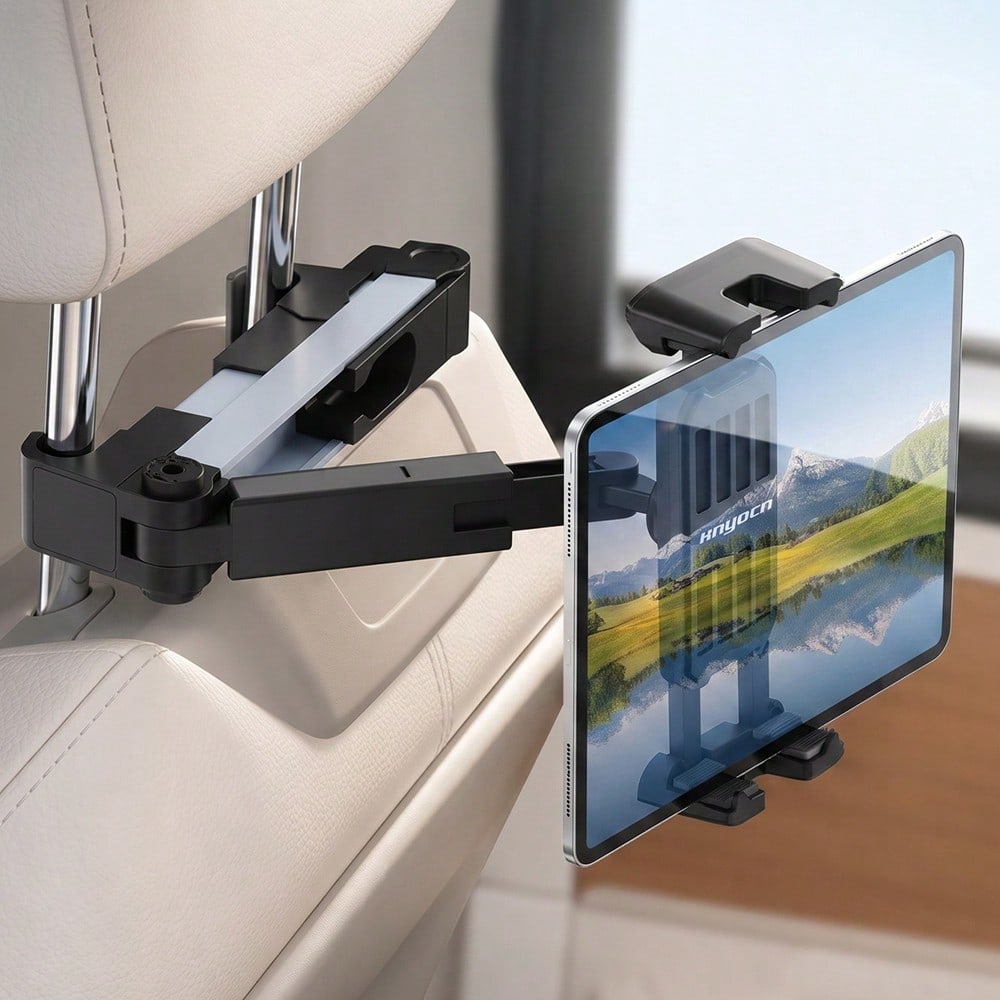 xnyocn Universal Car Headrest Mount For Tablets And Smartphones-Multifunctional, Foldable, Adjustable-Angle, One-Handed, Portable Mount For Rear Seat Headrests