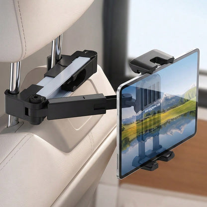 xnyocn Universal Car Headrest Mount For Tablets And Smartphones-Multifunctional, Foldable, Adjustable-Angle, One-Handed, Portable Mount For Rear Seat Headrests