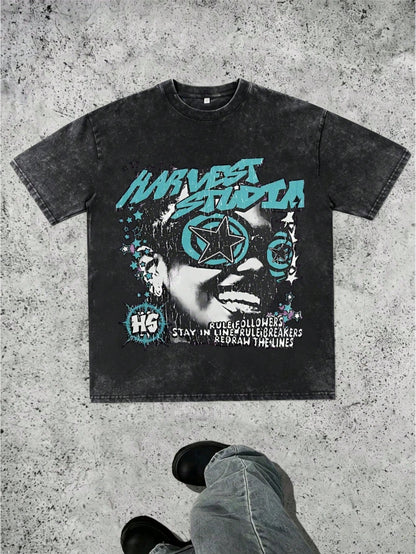 Yahweh Printed Washed Cotton T-Shirt, Made Of 100% Pure Cotton, Combed With Fine Needles, Relaxed And Comfortable, Suitable For Both Men And Women