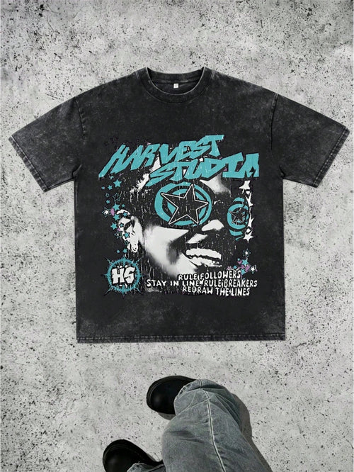 Yahweh Printed Washed Cotton T-Shirt, Made Of 100% Pure Cotton, Combed With Fine Needles, Relaxed And Comfortable, Suitable For Both Men And Women