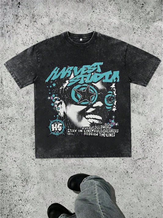 Yahweh Printed Washed Cotton T-Shirt, Made Of 100% Pure Cotton, Combed With Fine Needles, Relaxed And Comfortable, Suitable For Both Men And Women
