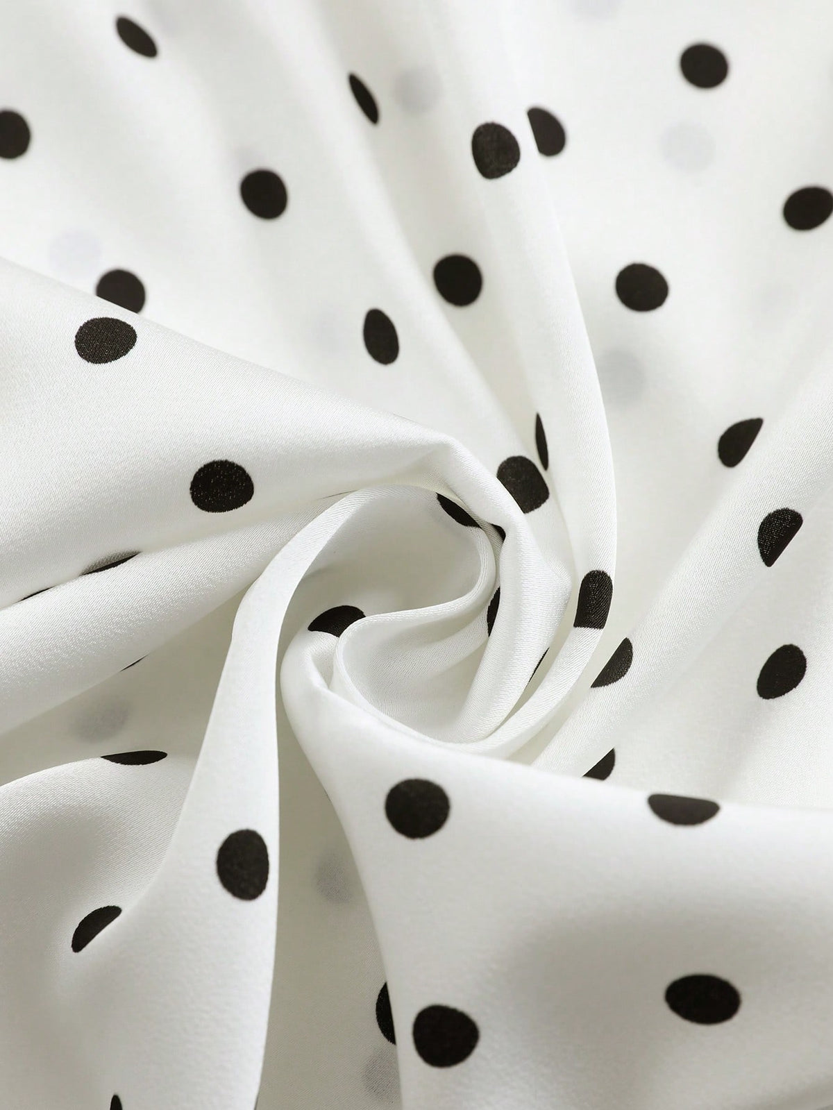 Yalmera Women's White With Black Polka Dots Stand Collar Asymmetric Ruffle Lace Splice Elegant Casual Summer Office Commute Daily Blouse Top