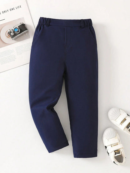 Young Boy Casual Solid Color Comfortable Pants, Suitable For Everyday Wear, School, Parties, Vacations And Gifts