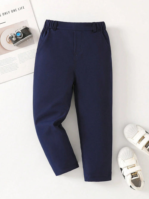 Young Boy Casual Solid Color Comfortable Pants, Suitable For Everyday Wear, School, Parties, Vacations And Gifts