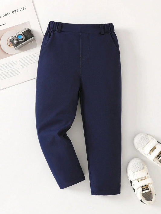 Young Boy Casual Solid Color Comfortable Pants, Suitable For Everyday Wear, School, Parties, Vacations And Gifts