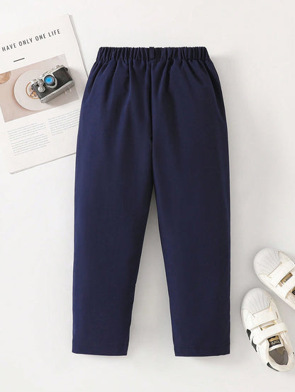 Young Boy Casual Solid Color Comfortable Pants, Suitable For Everyday Wear, School, Parties, Vacations And Gifts