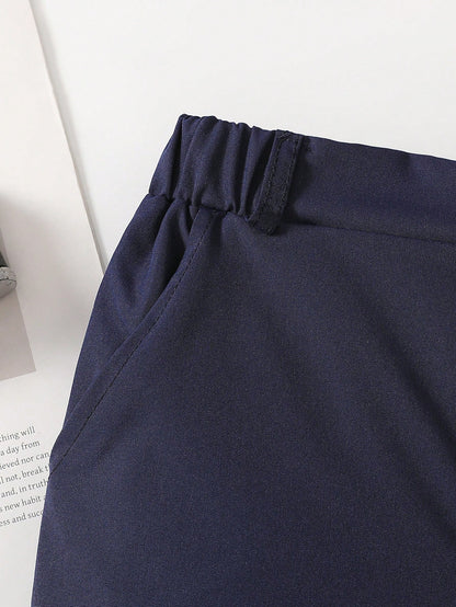 Young Boy Casual Solid Color Comfortable Pants, Suitable For Everyday Wear, School, Parties, Vacations And Gifts