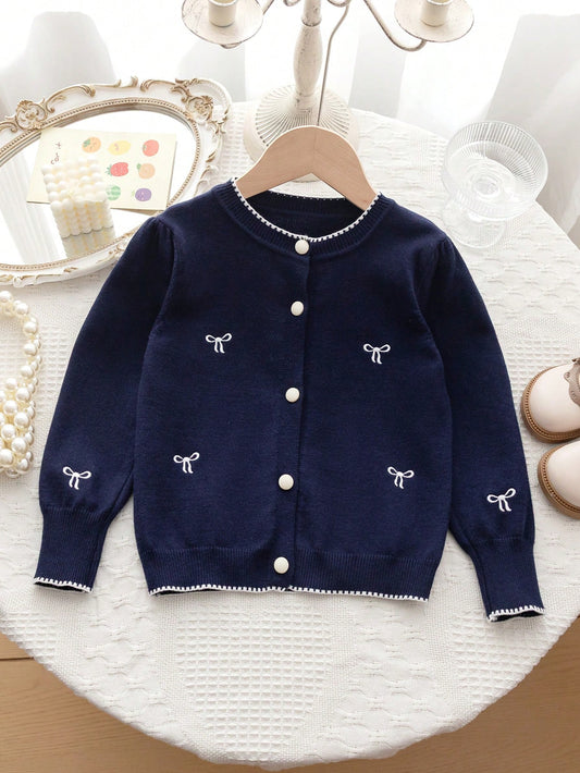 Young Girls' Cute Peter Pan Collar Knit Cardigan Sweater Long Sleeve Jacket
