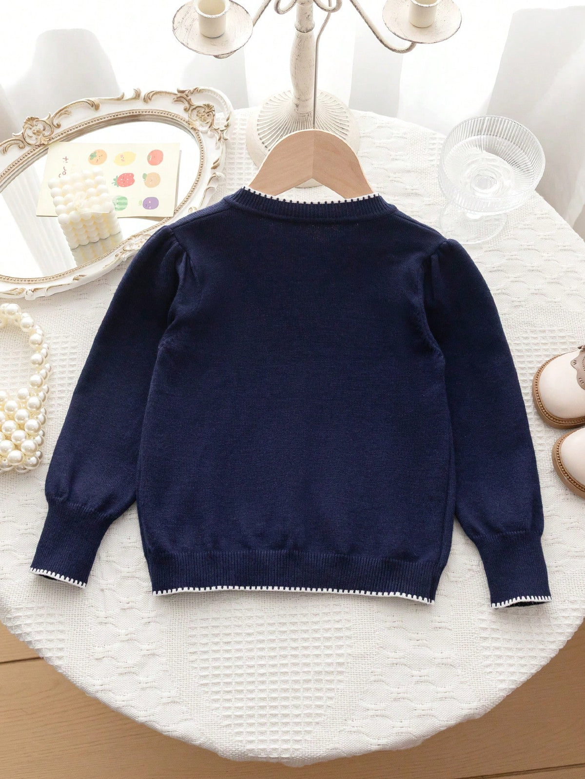 Young Girls' Cute Peter Pan Collar Knit Cardigan Sweater Long Sleeve Jacket