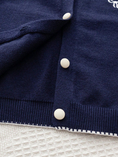 Young Girls' Cute Peter Pan Collar Knit Cardigan Sweater Long Sleeve Jacket