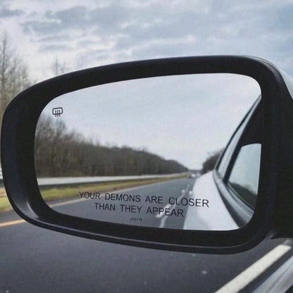 Your Demons Are Closer Than They Look, Mirror Decals, Car Mirror Stickers, Car Decoration Stickers