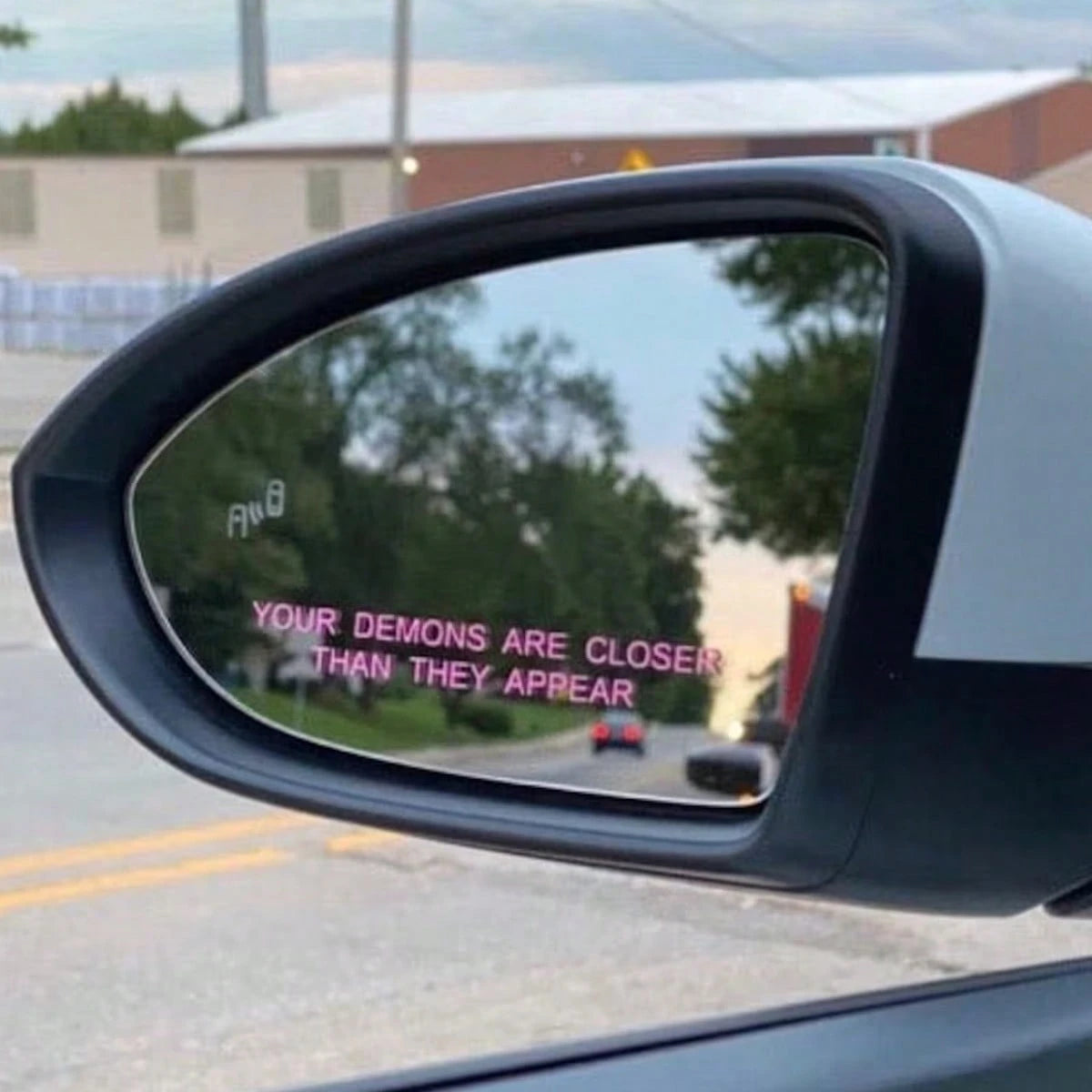 Your Demons Are Closer Than They Look, Mirror Decals, Car Mirror Stickers, Car Decoration Stickers