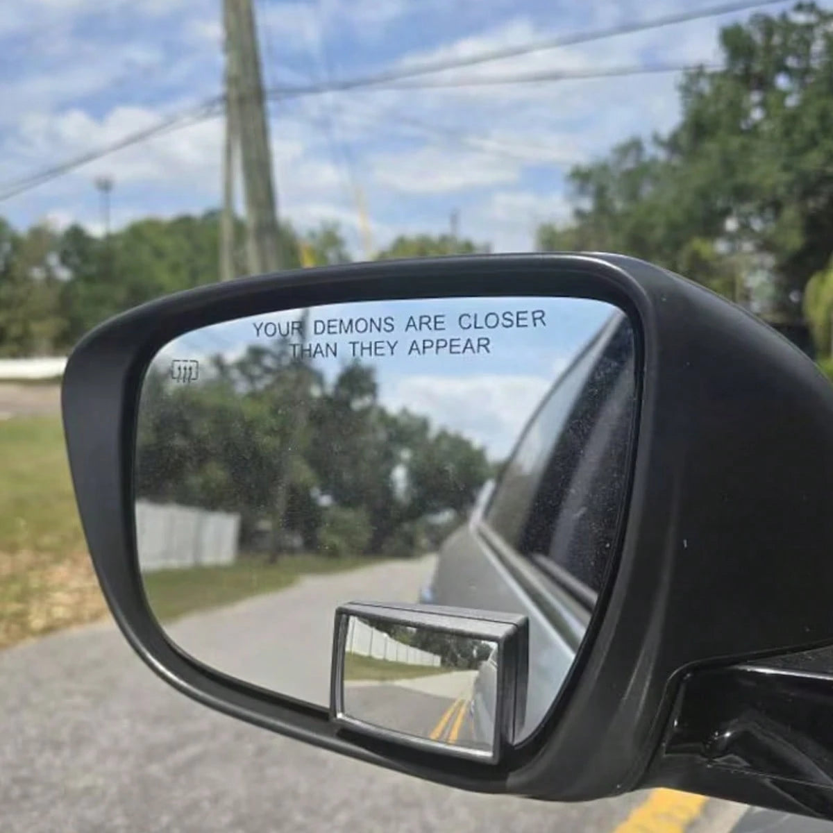 Your Demons Are Closer Than They Look, Mirror Decals, Car Mirror Stickers, Car Decoration Stickers