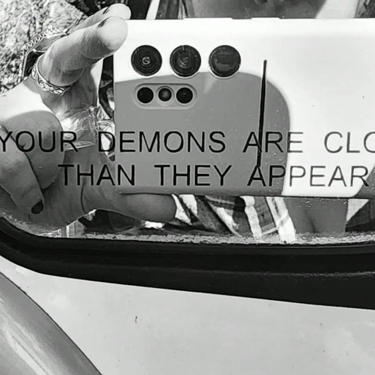 Your Demons Are Closer Than They Look, Mirror Decals, Car Mirror Stickers, Car Decoration Stickers