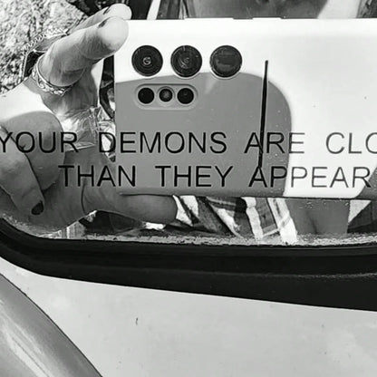 Your Demons Are Closer Than They Look, Mirror Decals, Car Mirror Stickers, Car Decoration Stickers