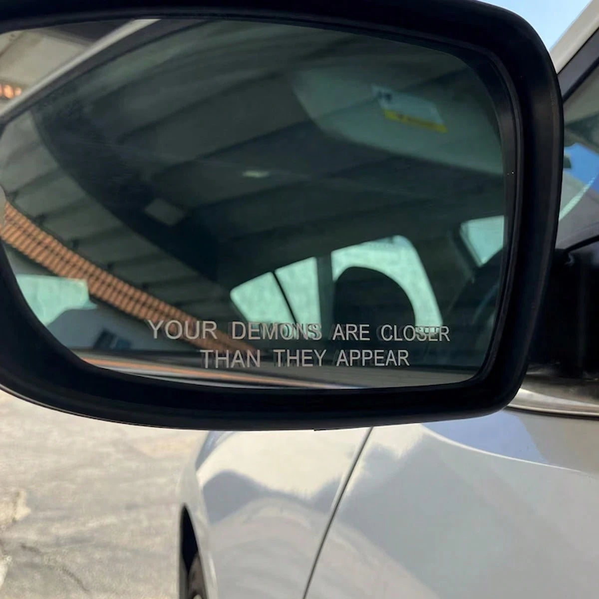 Your Demons Are Closer Than They Look, Mirror Decals, Car Mirror Stickers, Car Decoration Stickers