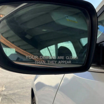 Your Demons Are Closer Than They Look, Mirror Decals, Car Mirror Stickers, Car Decoration Stickers