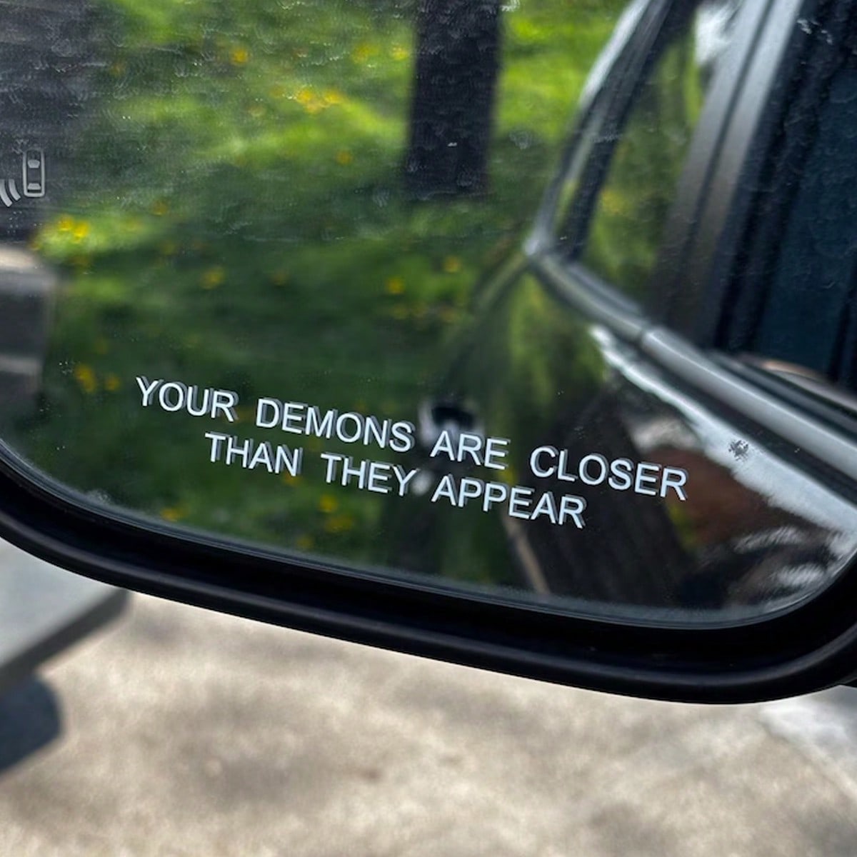Your Demons Are Closer Than They Look, Mirror Decals, Car Mirror Stickers, Car Decoration Stickers