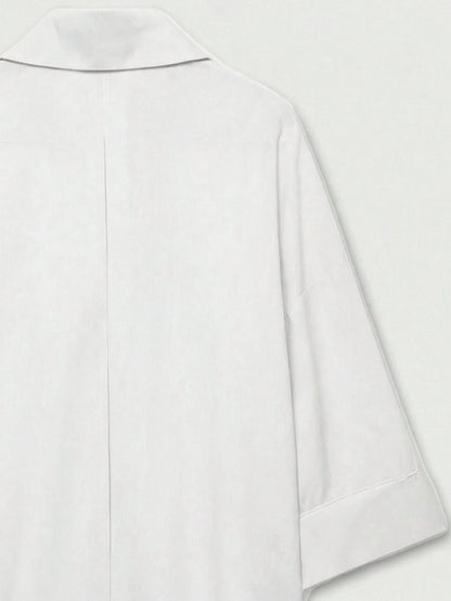 YROOE Women's Casual Versatile Blouse, Minimalist/Business Casual/Daily Commute/Simple Elegant, Fashion Casual Turndown Collar Wide Sleeve Shirt, Spring/Summer/Autumn/Winter White, Quiet Luxury