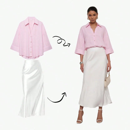 YROOE Women's Casual Versatile Blouse, Minimalist/Business Casual/Daily Commute/Simple Elegant, Fashion Casual Turndown Collar Wide Sleeve Shirt, Spring/Summer/Autumn/Winter White, Quiet Luxury