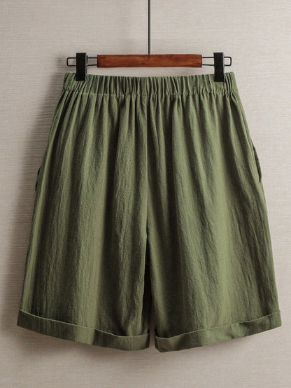 Zayélia Women's Linen Casual Loose Pocket Shorts, Versatile