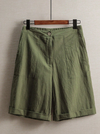 Zayélia Women's Linen Casual Loose Pocket Shorts, Versatile