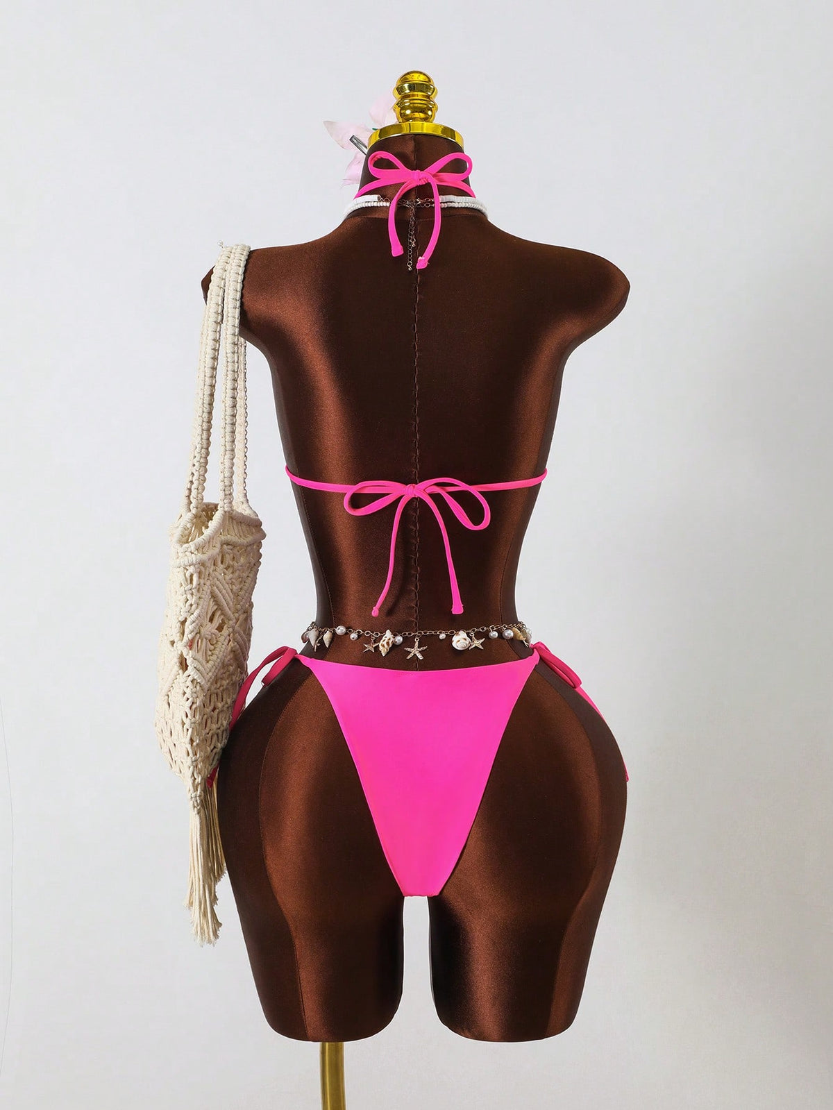 Zestiva 3-Piece Set,Pink And White Striped,Summer,Casual,Beach,Holiday,Vacation,Holiday,Floral Camisole,Bra&Side Tie Bikini Bottoms, Tank Suit,Y2K