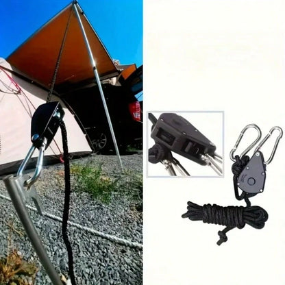 ZHUANGLEI 4 Packs Camping Tent Stakes Set Reflective Guyline Rope With Pulley Tightener For Canopy Awning