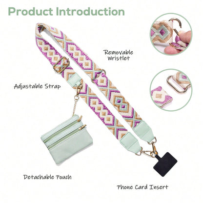 Zipper Pocket Phone Lanyard, Zipper Phone Case With Lanyard, Card Slots Wallet, Adjustable Crossbody Phone Lanyard, Crossbody Phone Lanyard With Shoulder Strap, Shoulder Or Wrist Phone Lanyard