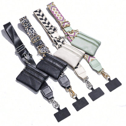 Zipper Pocket Phone Lanyard, Zipper Phone Case With Lanyard, Card Slots Wallet, Adjustable Crossbody Phone Lanyard, Crossbody Phone Lanyard With Shoulder Strap, Shoulder Or Wrist Phone Lanyard