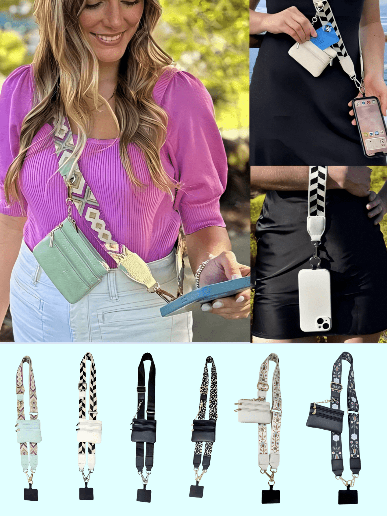 Zipper Pocket Phone Lanyard, Zipper Phone Case With Lanyard, Card Slots Wallet, Adjustable Crossbody Phone Lanyard, Crossbody Phone Lanyard With Shoulder Strap, Shoulder Or Wrist Phone Lanyard